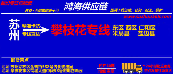 苏州到攀枝花物流公司_苏州至攀枝花物流专线
