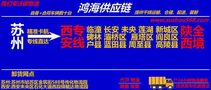 苏州到铜川物流专线,苏州到铜川货运公司